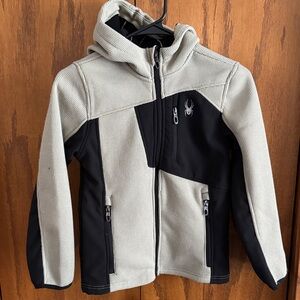 Kids Black and Gray Hooded Jacket Spyder Jacket Coat 8 Small